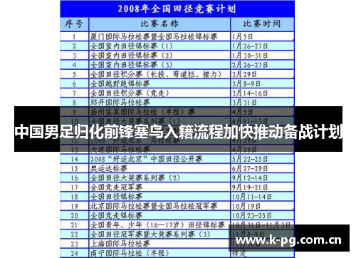 中国男足归化前锋塞鸟入籍流程加快推动备战计划